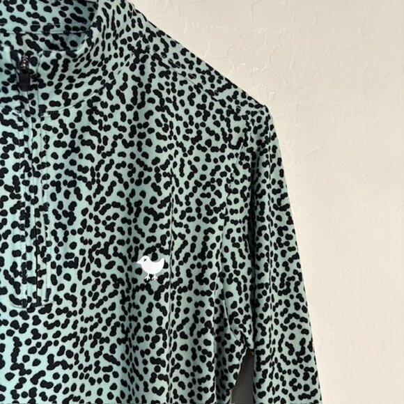 Bad Birdie Pullover Womens Small Mint Cheetah Quarter Zip Golf Mock Neck Stretch - Picture 4 of 8